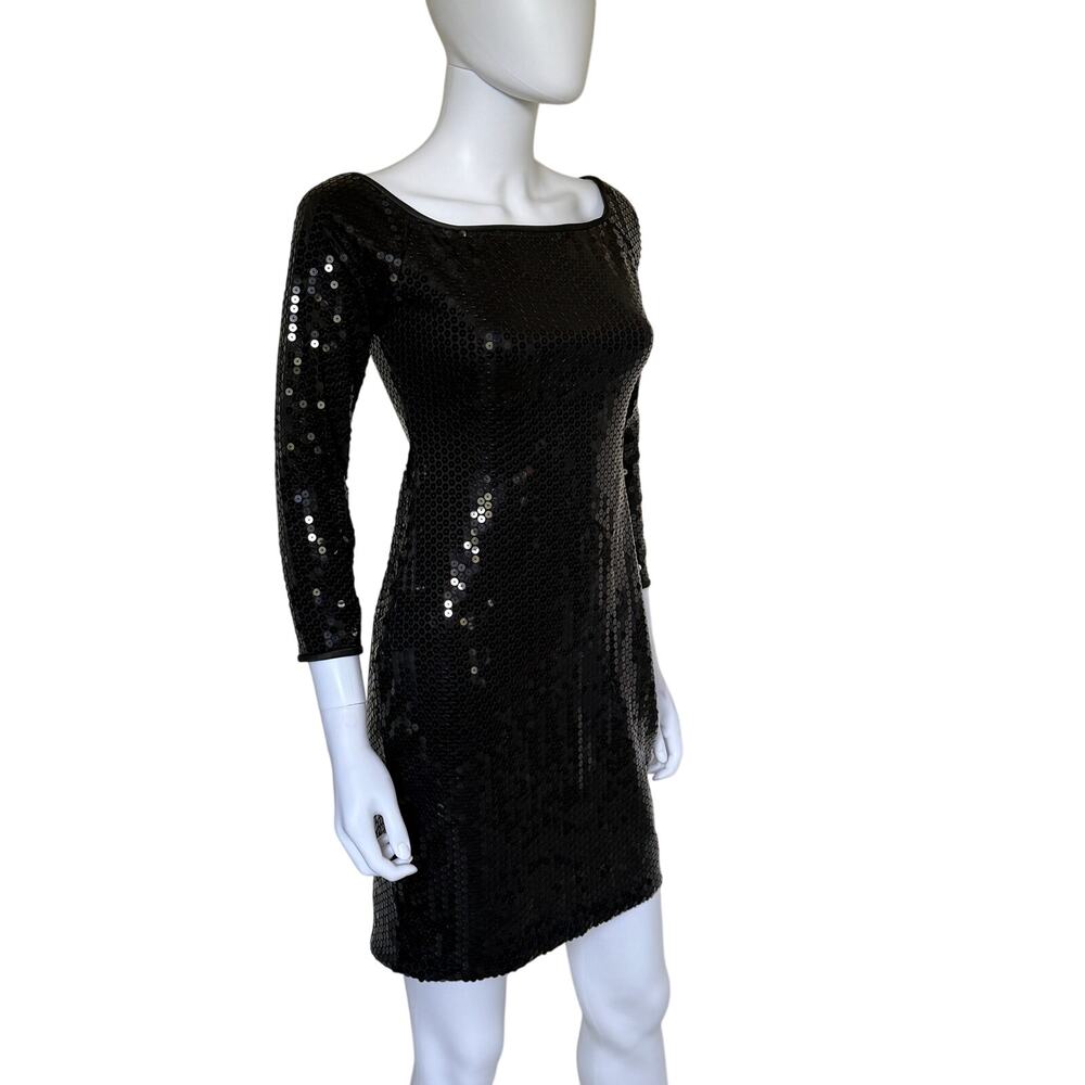 Vintage HW Collections Black Sequin Mini Dress 80s Party Cocktail Size 5/6